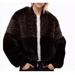 Mahoney Faux Fur Bomber Jacket Aritzia Golden by TNA - size Large
